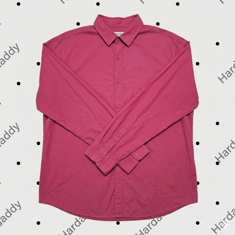 SALE MEN'S Hardaddy XXL Long Sleeve Button Down Shirt - Magenta Pink Linen Blend